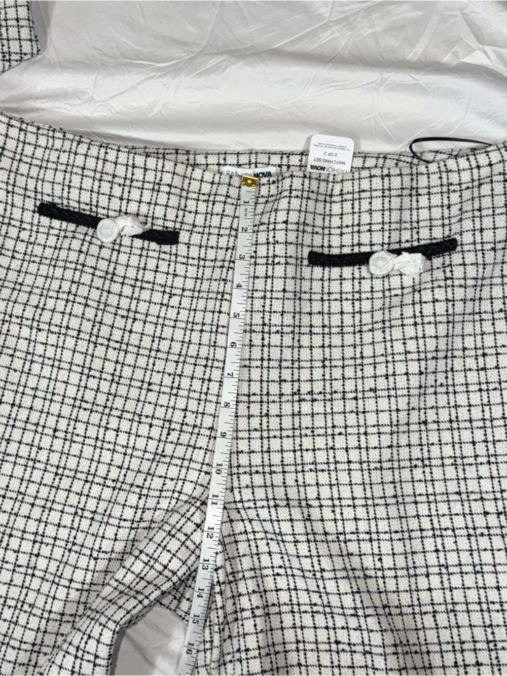 Fashion Nova Tara Tweed Pantsuit Set NWT 2X Cropped Jacket Wide Leg Pants O75 - Picture 10 of 14